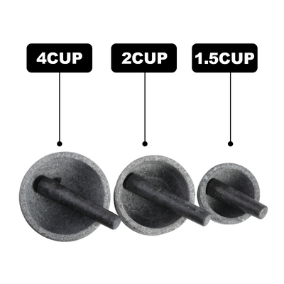 Koville sandblasted Angola Silver Black granite mortar and pestle, D=178 mm