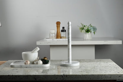 Koville Bianco Carrara natural marble paper towel holder with stone rod