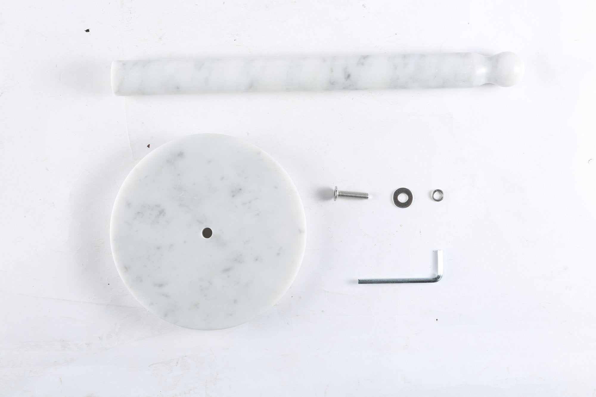 Koville Bianco Carrara natural marble paper towel holder with stone rod