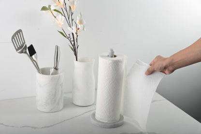 Koville Bianco Carrara natural marble paper towel holder with stone rod
