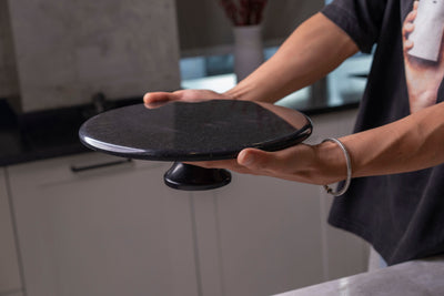 Koville Zimbabwe Black natural marble pastry plate