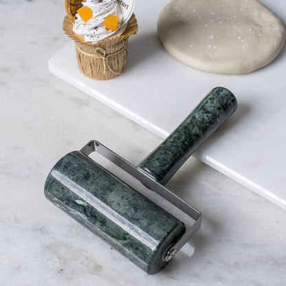 Koville Natural Marble Rolling Pin, Namib Fantasy, Pizza Making,Indian Green