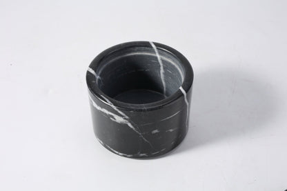 Koville natural marble spice cellar, Nero Marquina, 89 mm