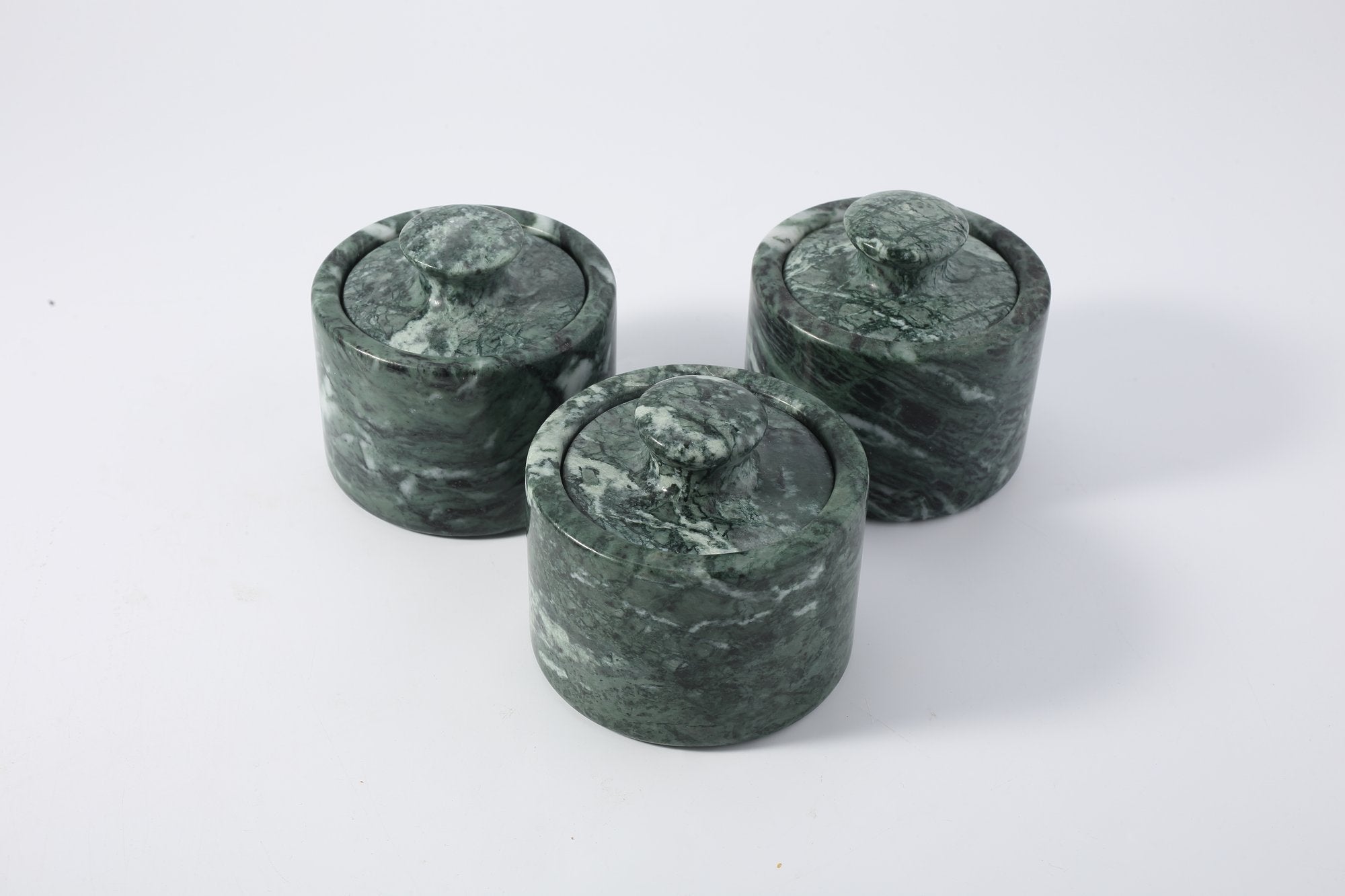 Koville natural marble spice cellar, Verde Alpi, 89 mm