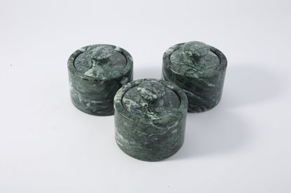 Koville natural marble spice cellar, Verde Alpi, 89 mm