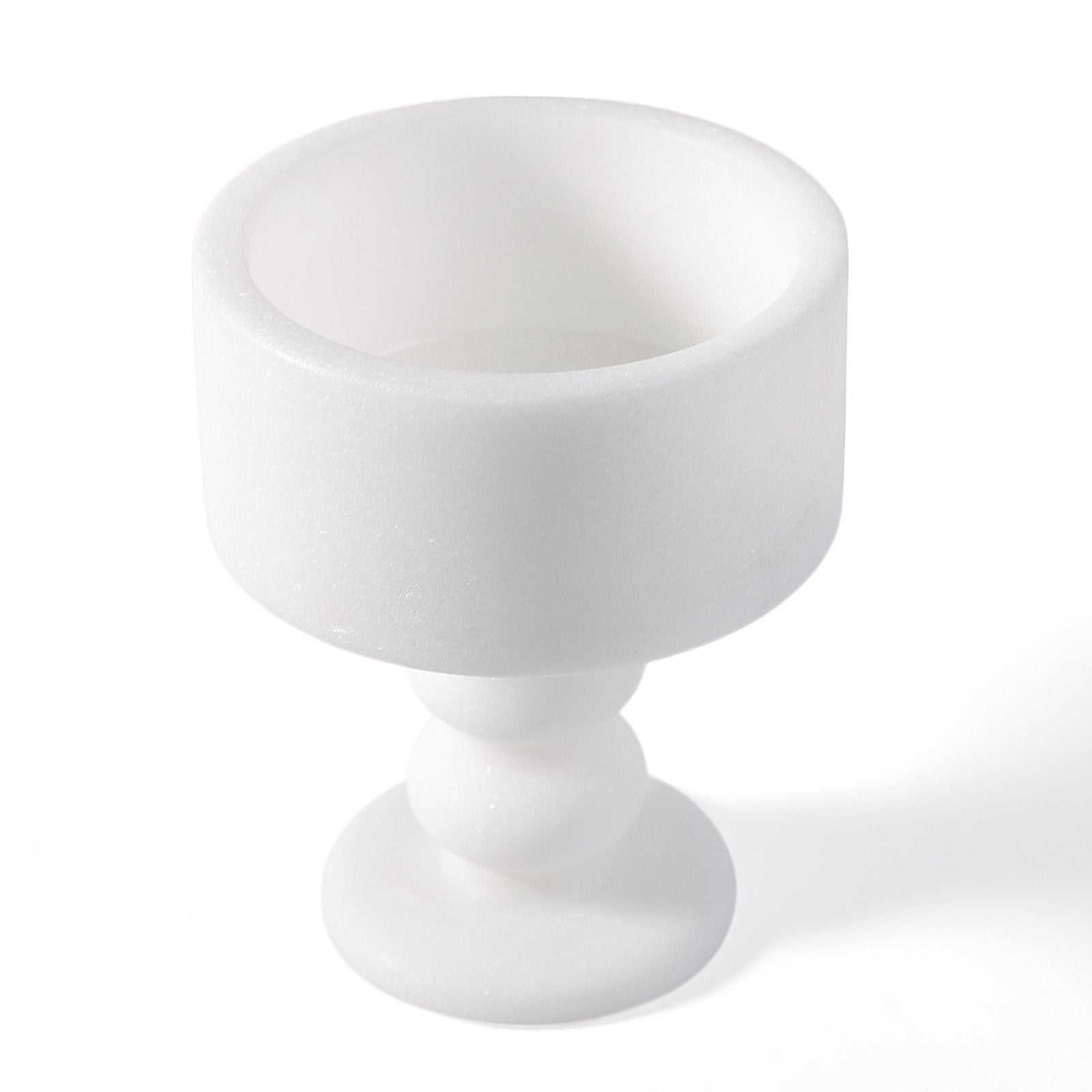Koville natural marble storage cup 98 125 in Namib Bianco with lid on a vanity counter