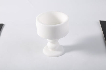 Koville natural marble storage cup 98 125 in Namib Bianco with lid on a vanity counter