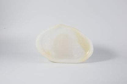 Koville lace edge storage tray for small items in White Onyx natural stone
