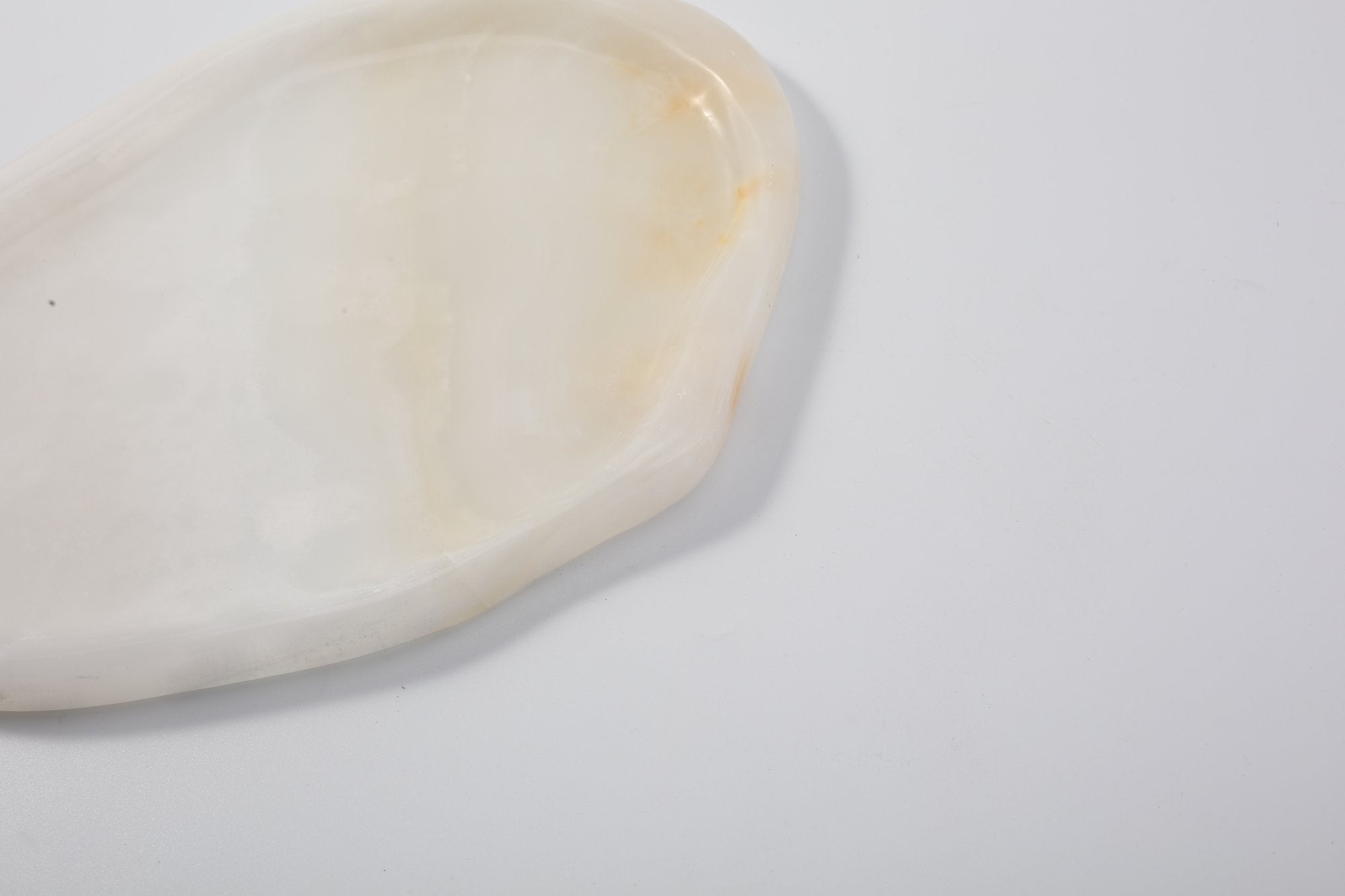 Koville lace edge storage tray for small items in White Onyx natural stone