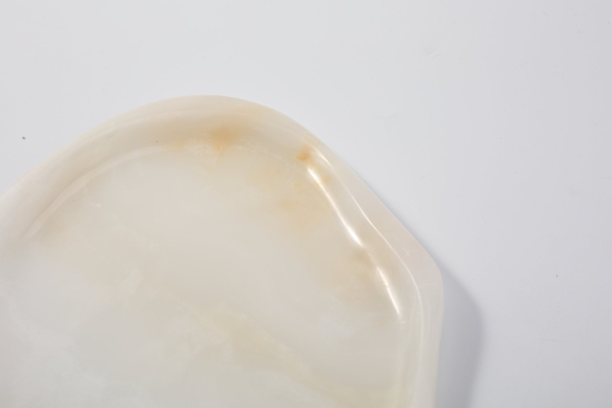 Koville lace edge storage tray for small items in White Onyx natural stone