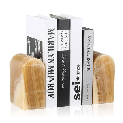 Koville triumphal arch bookend for shelf styling in Mexico Onyx natural stone