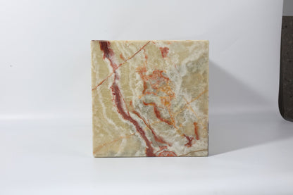 Koville Square Splicing Natural Stone Side Table in Green Onyx