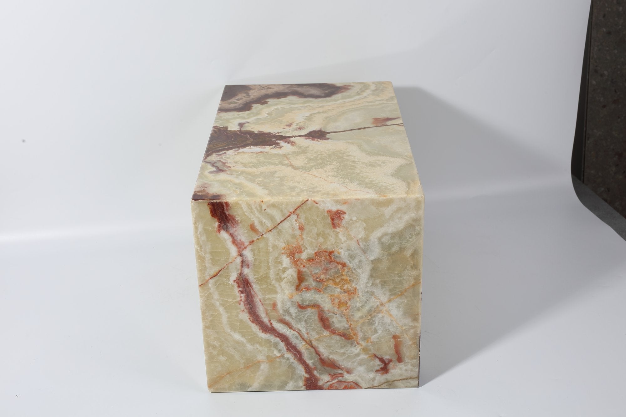 Koville Square Splicing Natural Stone Side Table in Green Onyx
