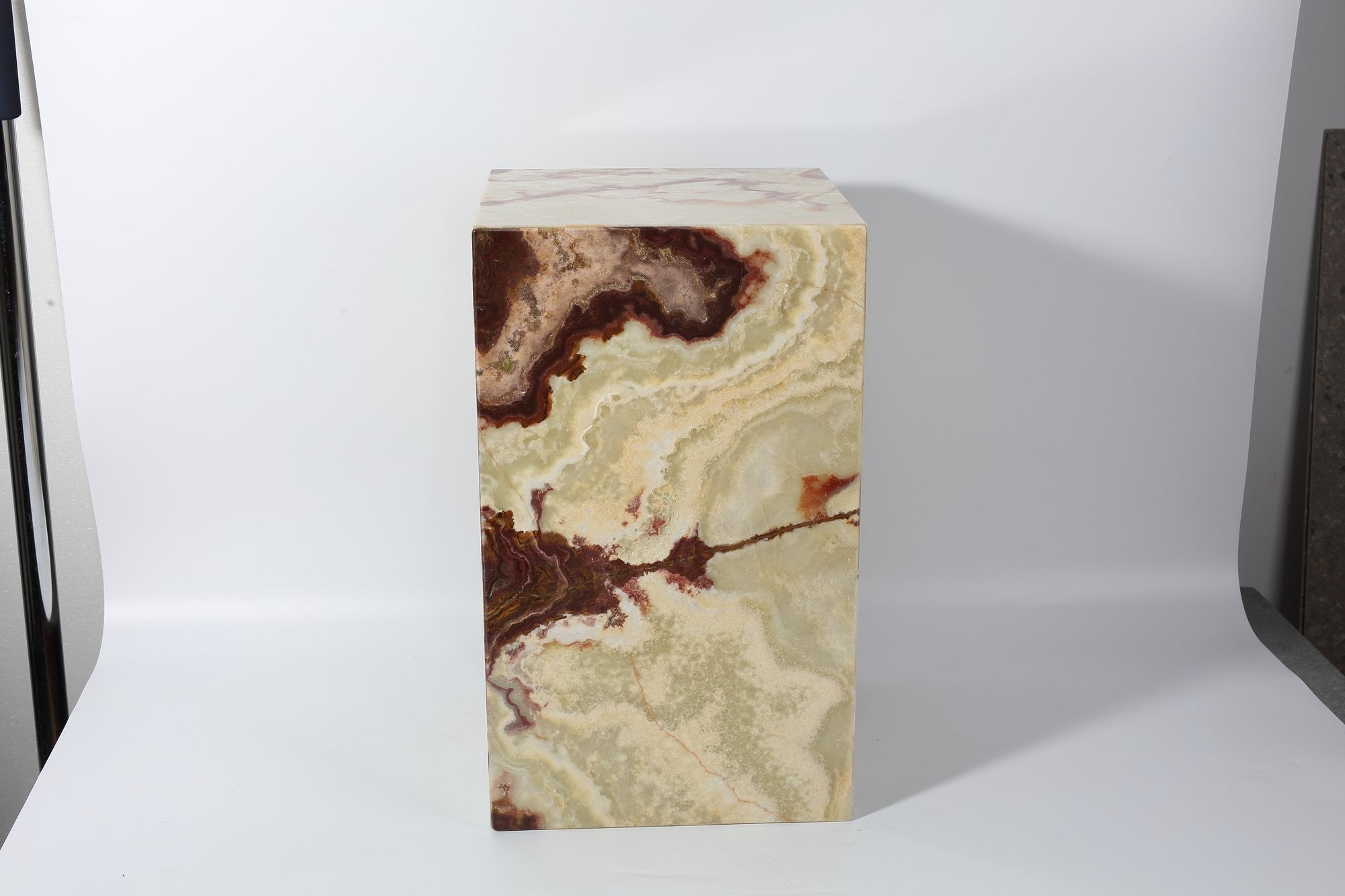 Koville Square Splicing Natural Stone Side Table in Green Onyx