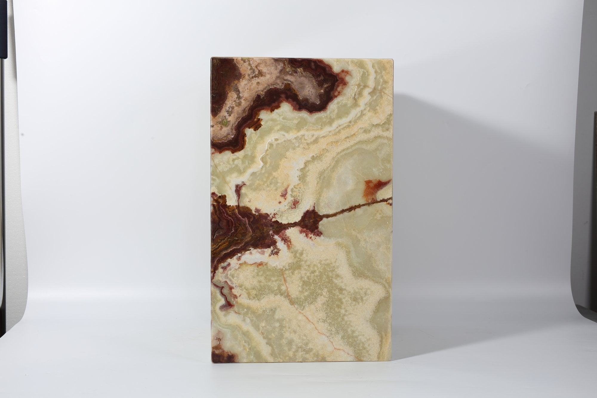 Koville Square Splicing Natural Stone Side Table in Green Onyx
