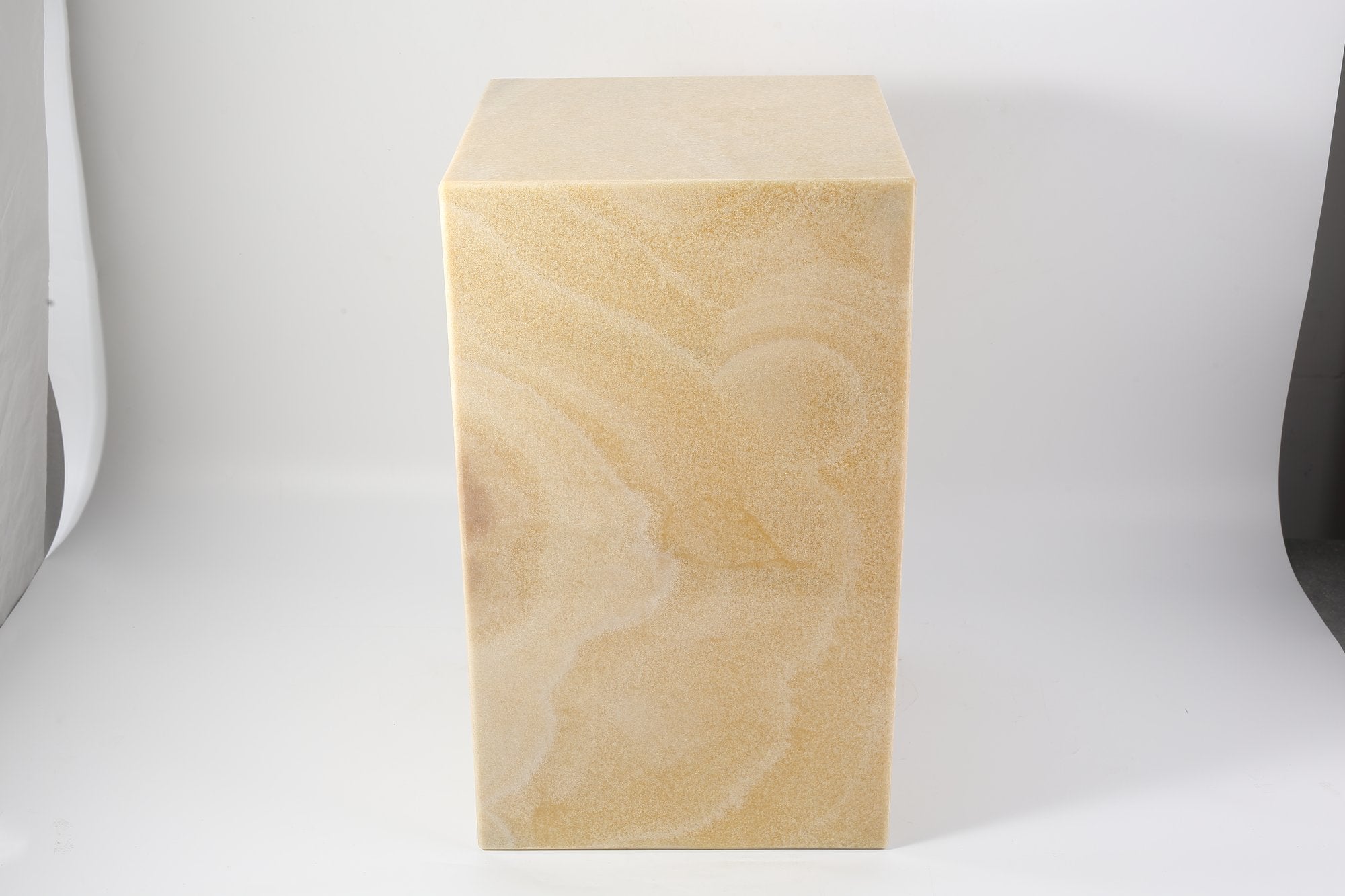 Koville Square Splicing Natural Stone Side Table in Orange Onyx