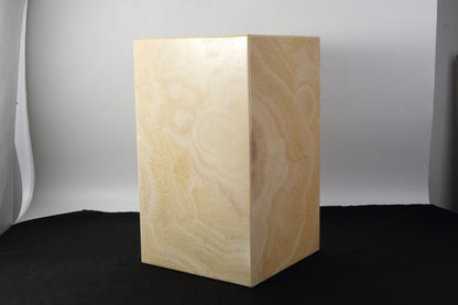 Koville Square Splicing Natural Stone Side Table in Orange Onyx
