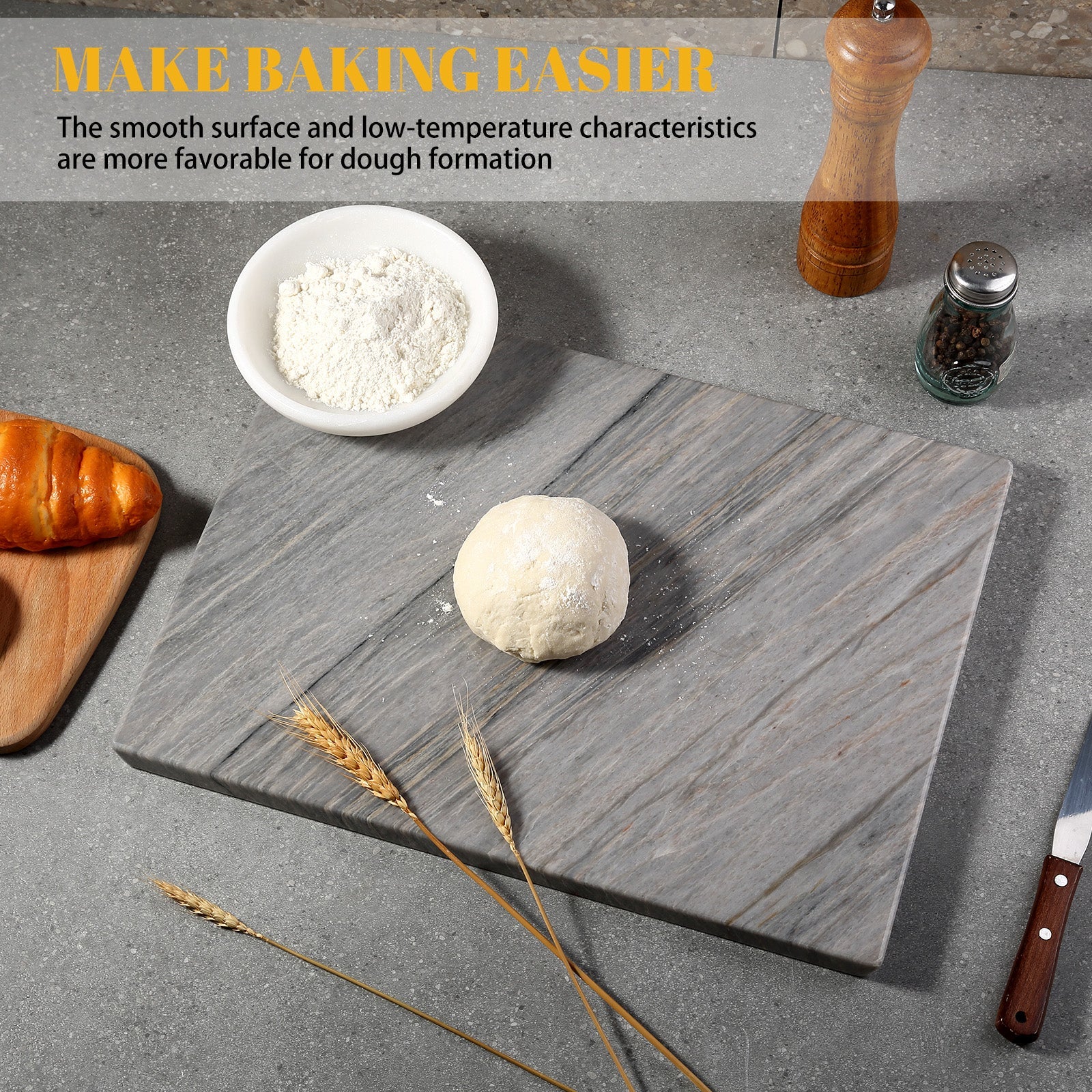 Koville natural stone pastry board in Aurora Blue