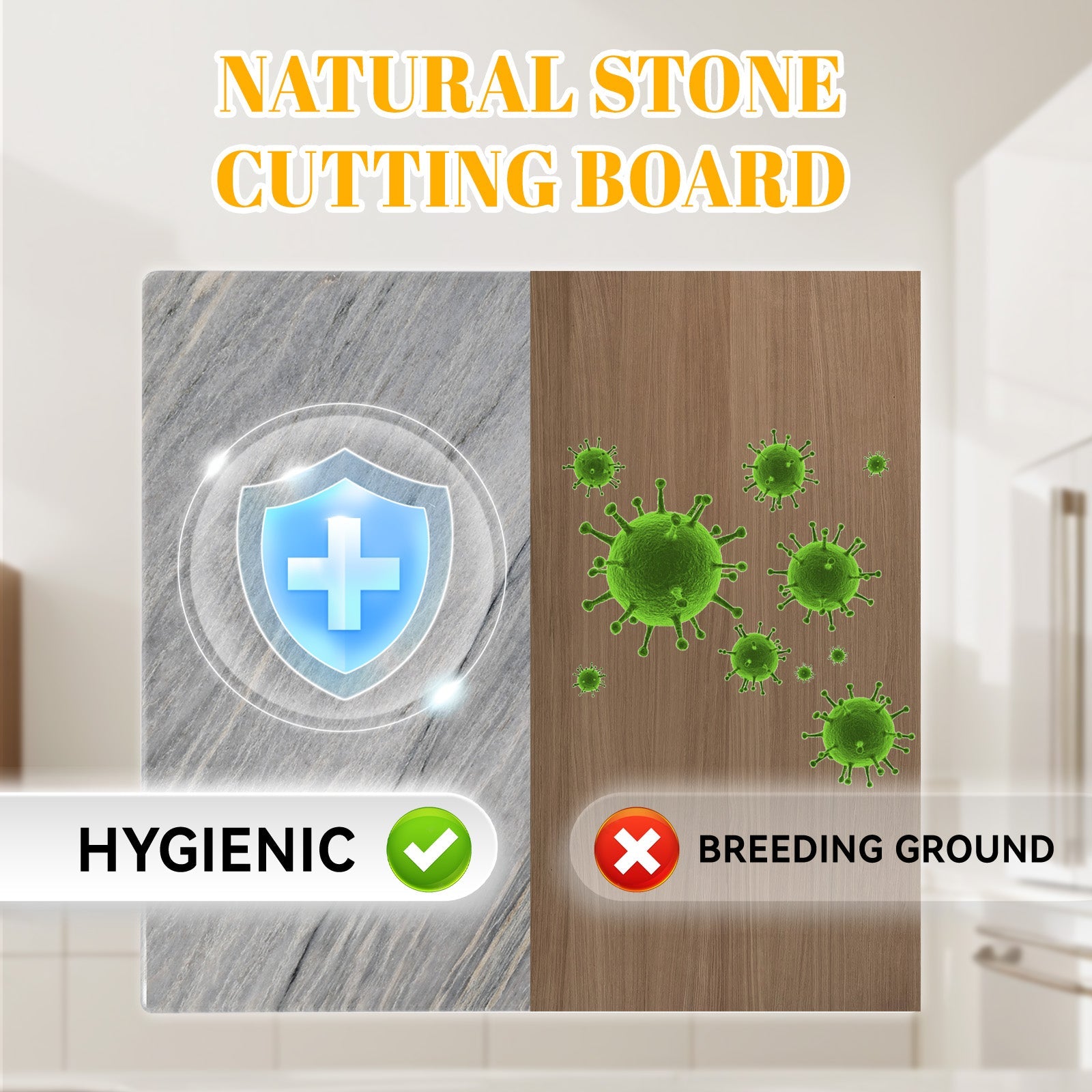 Koville natural stone pastry board in Aurora Blue
