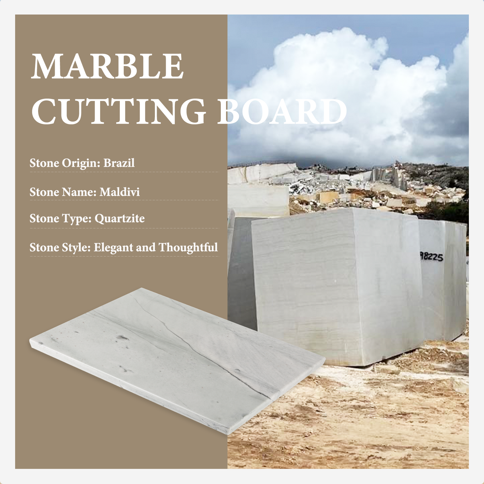 Koville natural stone pastry board in Maldivi