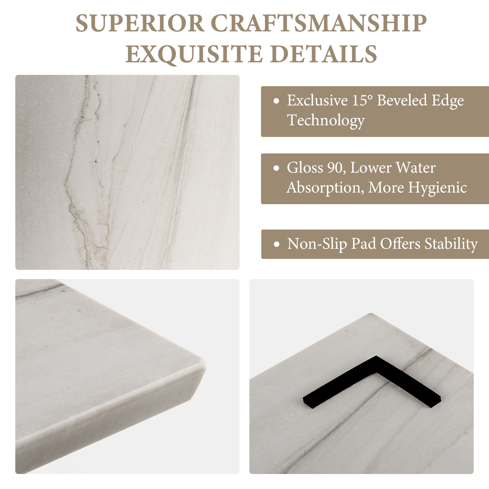 Koville natural stone pastry board in White Macaubas