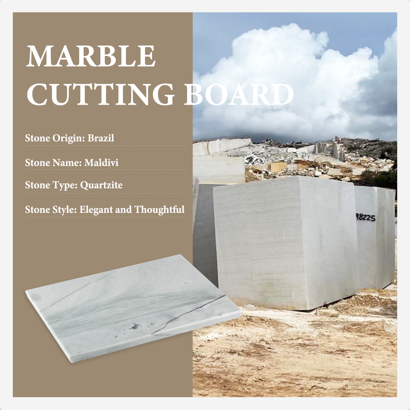 Koville natural stone pastry board in Maldivi