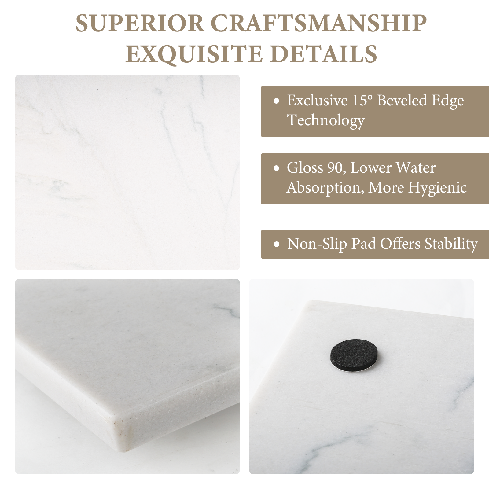 Koville natural stone pastry board in White Macaubas