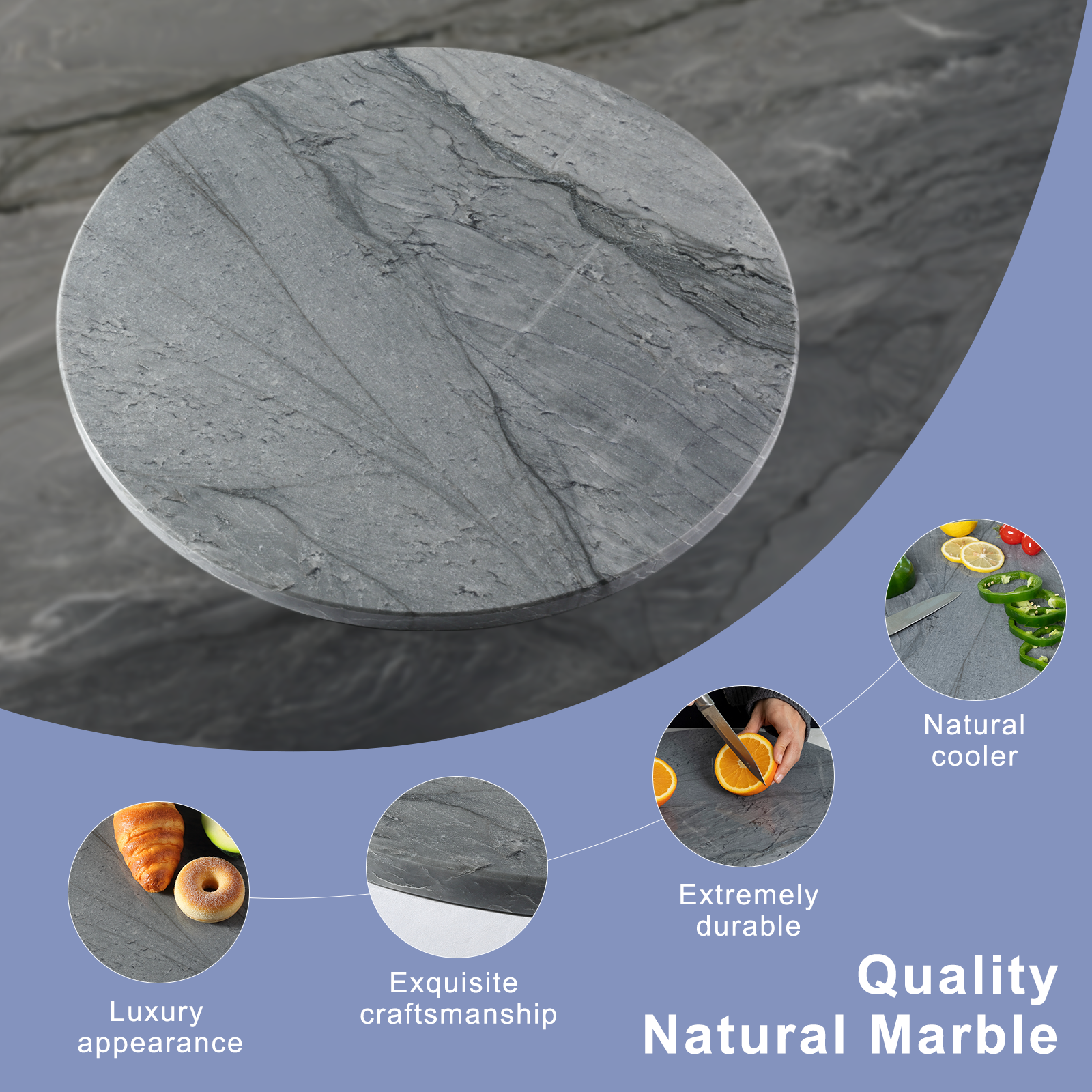 Koville round natural stone pastry board - Koville_Quartzite_Pastry_Board_-round_D_406_Platino_Dark_3.png