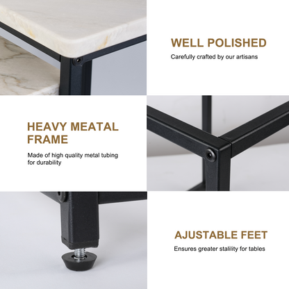 Koville Natural Stone Side Table Set in White Macaubas