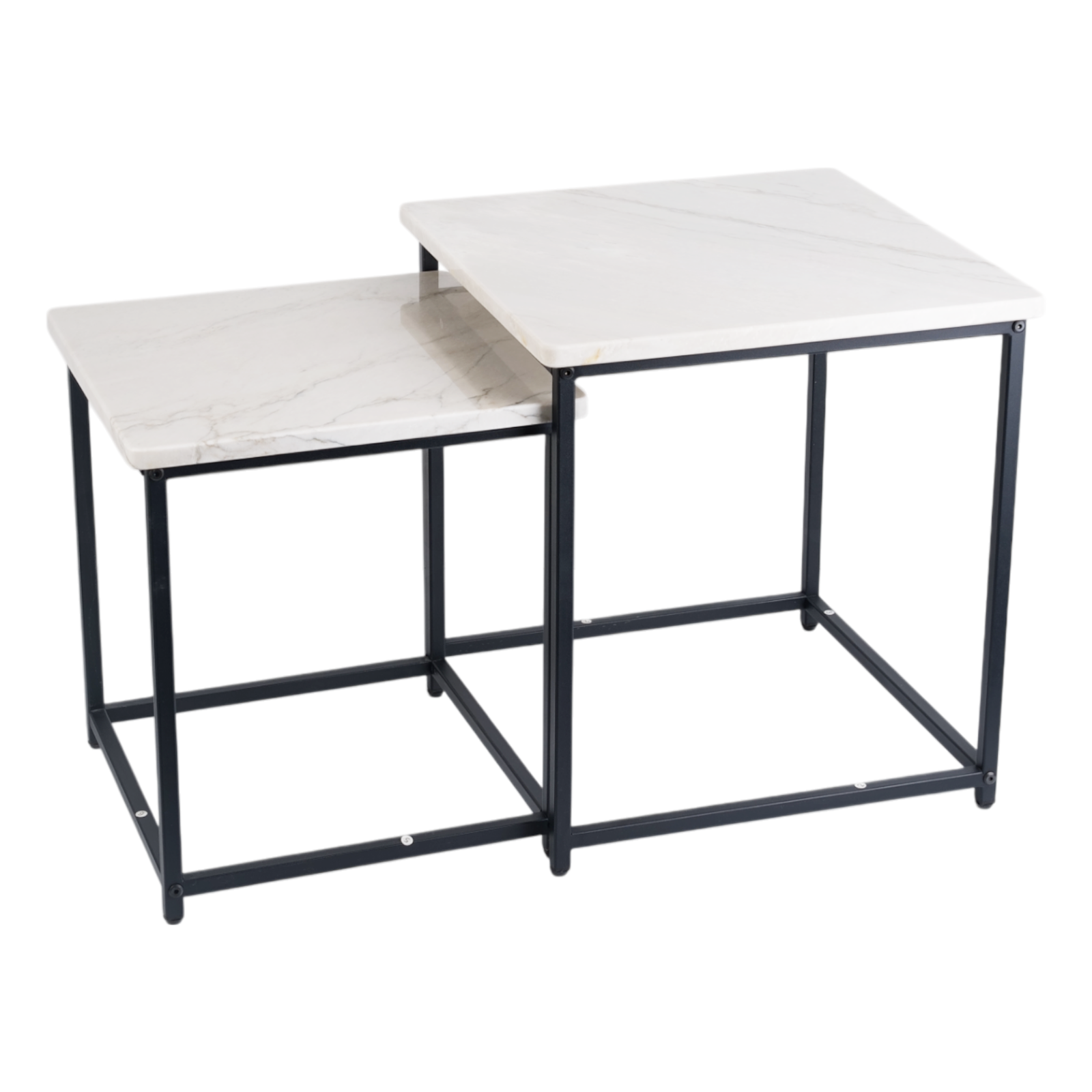 Koville Natural Stone Side Table Set in White Macaubas