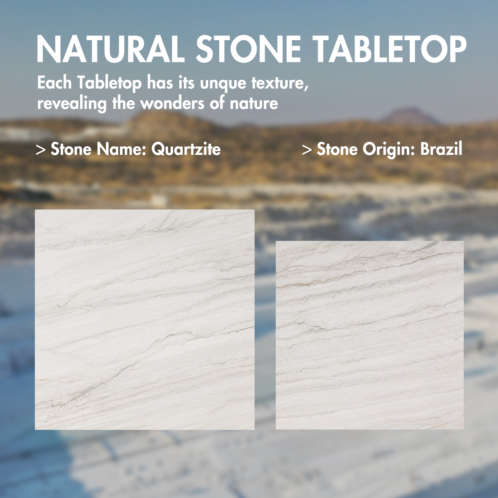 Koville Natural Stone Side Table Set in White Macaubas