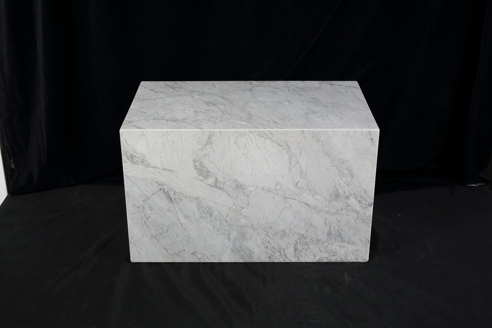 Koville Square Splicing Natural Stone Side Table in super white