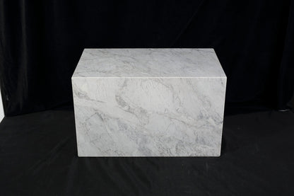 Koville Square Splicing Natural Stone Side Table in super white