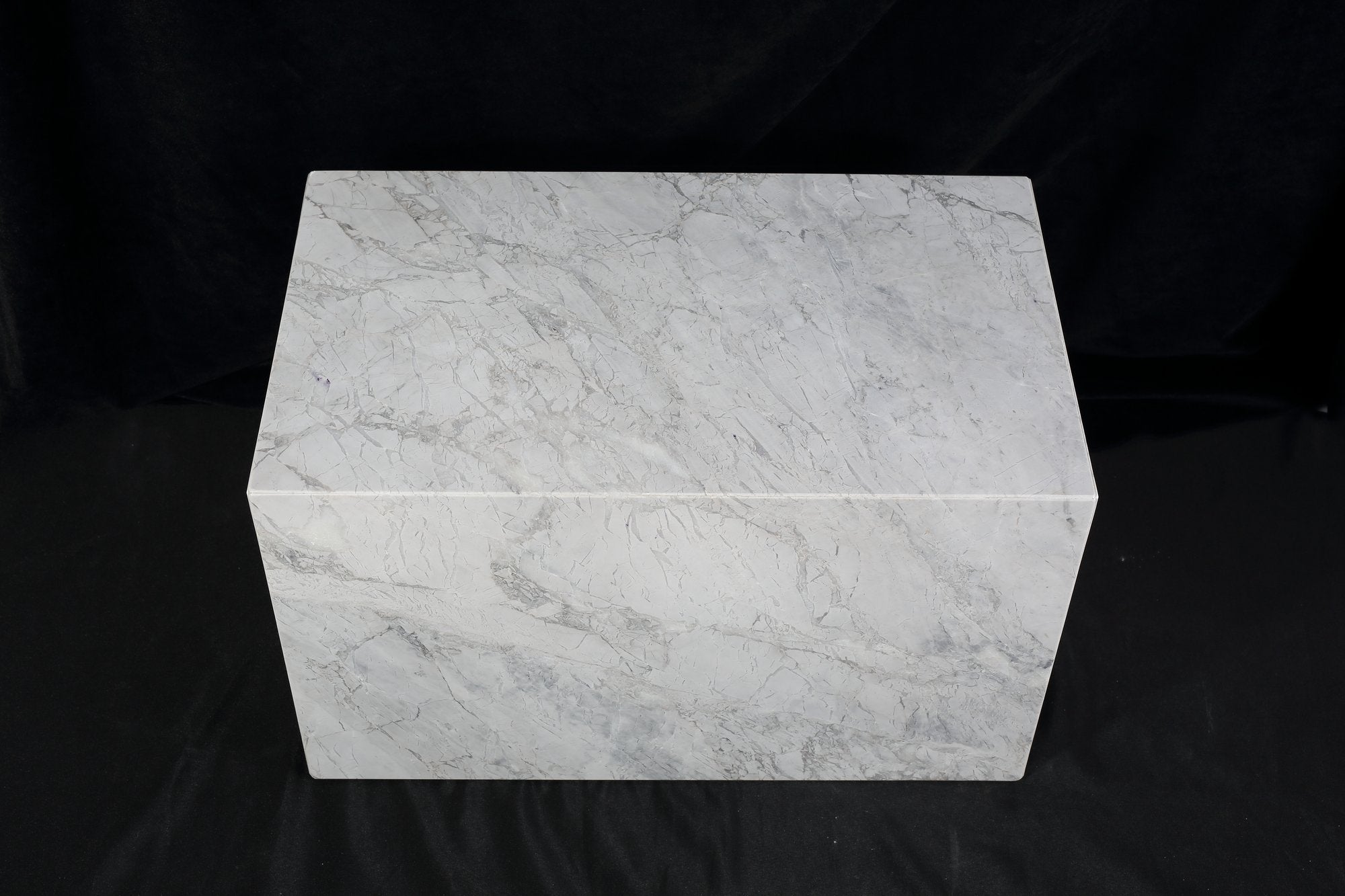 Koville Square Splicing Natural Stone Side Table in super white