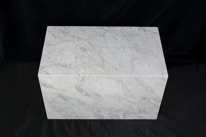 Koville Square Splicing Natural Stone Side Table in super white