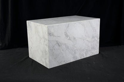 Koville Square Splicing Natural Stone Side Table in super white