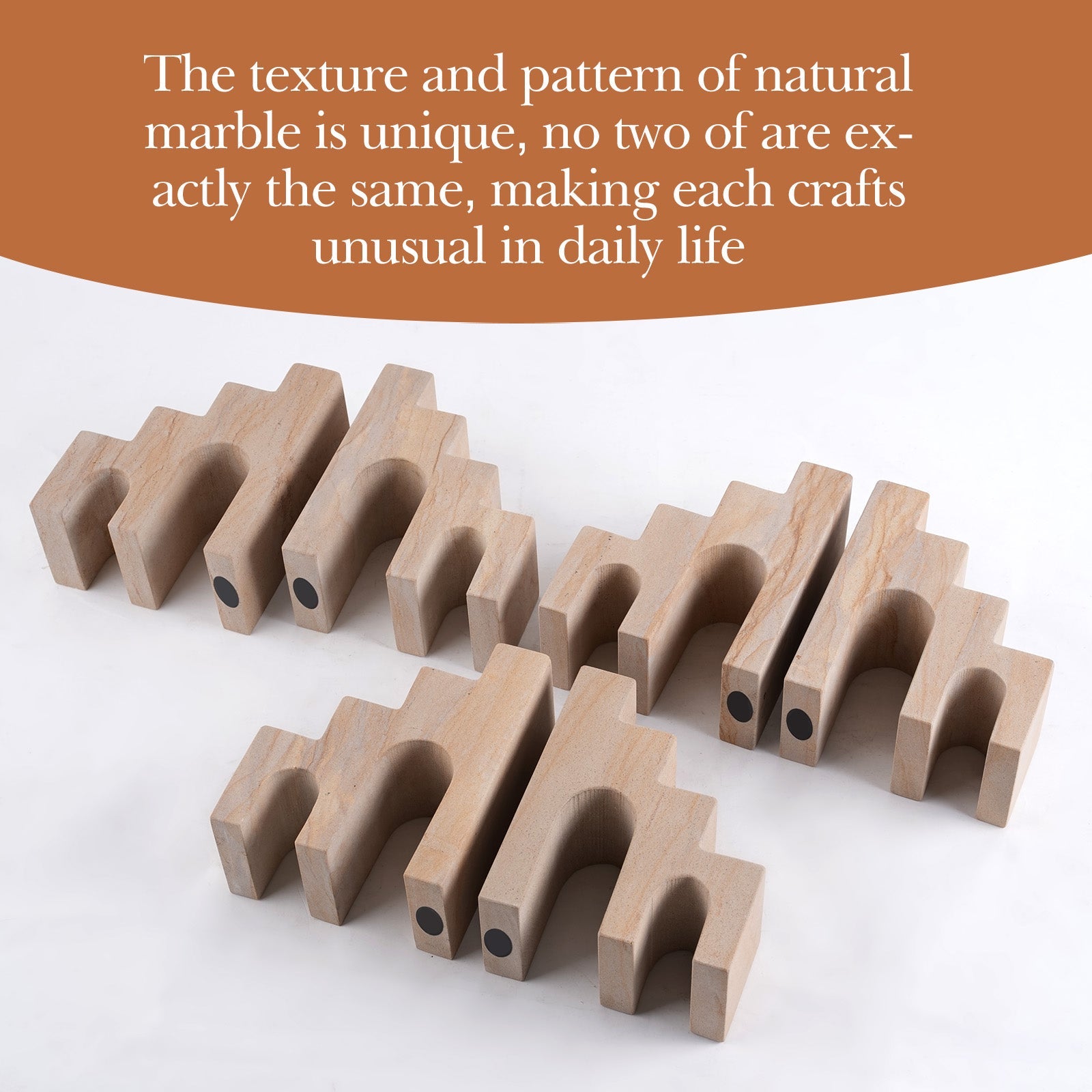 Koville Natural Stone CastleGuard Bookend Set for Shelves in Natural Stone - natural stone finish