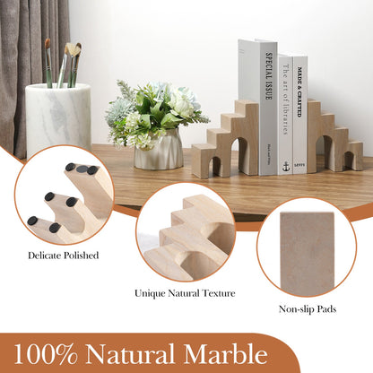 Koville Natural Stone CastleGuard Bookend Set for Shelves in Natural Stone - stone surface detail