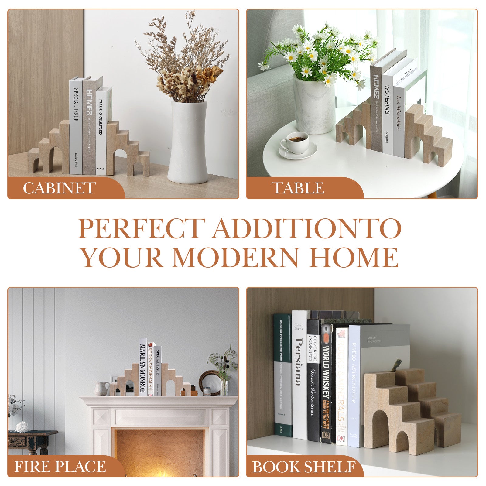 Koville Natural Stone CastleGuard Bookend Set for Shelves in Natural Stone - natural stone finish