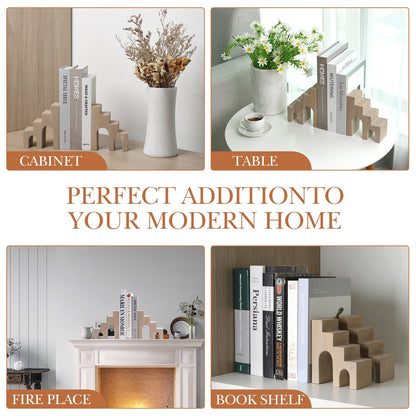 Koville Natural Stone CastleGuard Bookend Set for Shelves in Natural Stone - natural stone finish