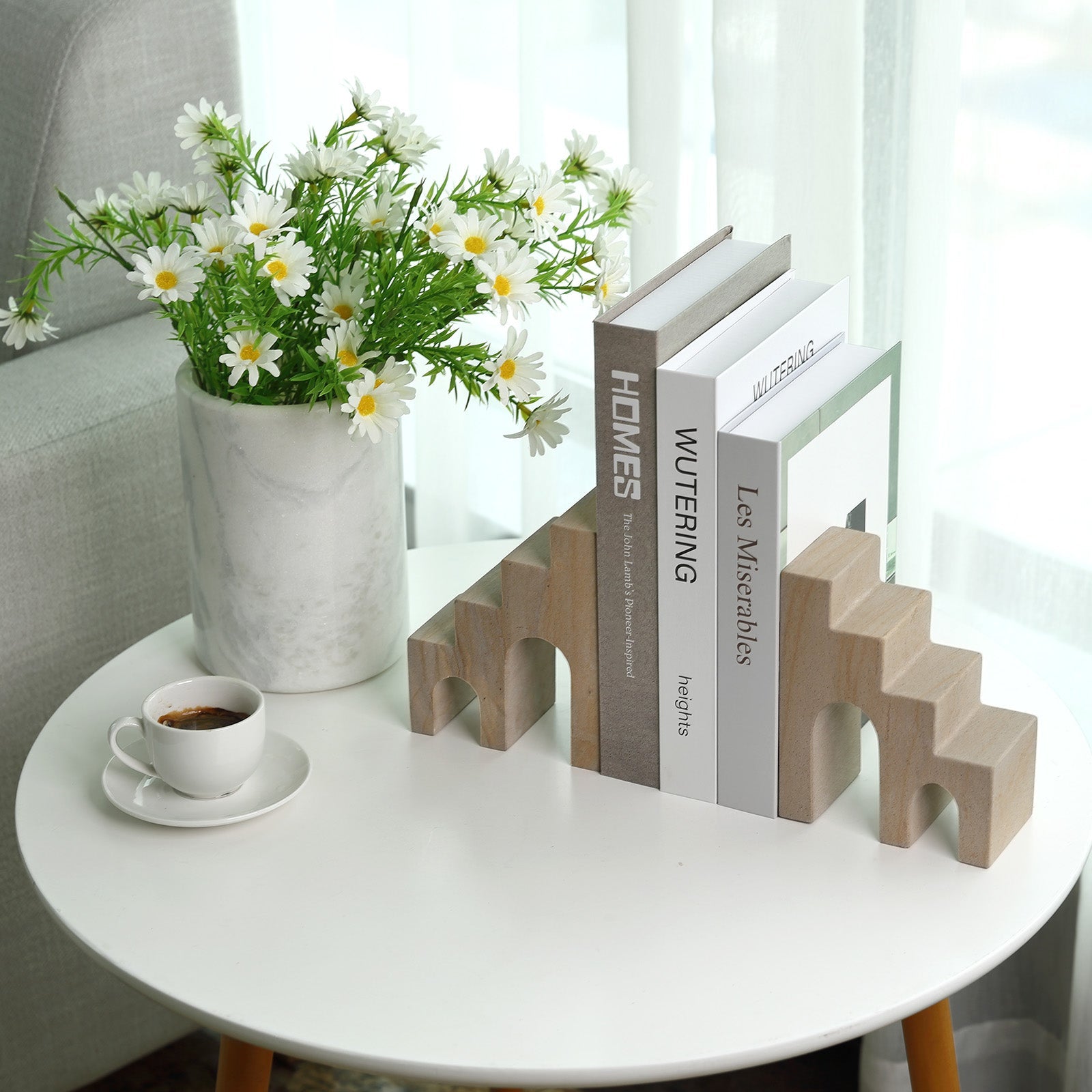 Koville Natural Stone CastleGuard Bookend Set for Shelves in Natural Stone - material detail