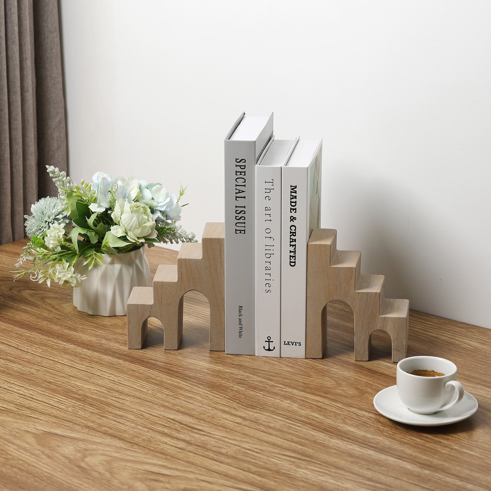 Koville Natural Stone CastleGuard Bookend Set for Shelves in Natural Stone - material detail