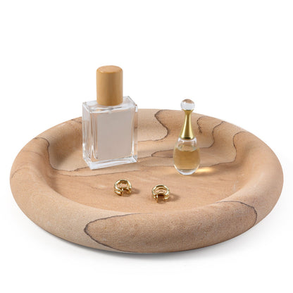 Koville chess piece edge tray for tabletop storage in Vein Sandstone natural stone