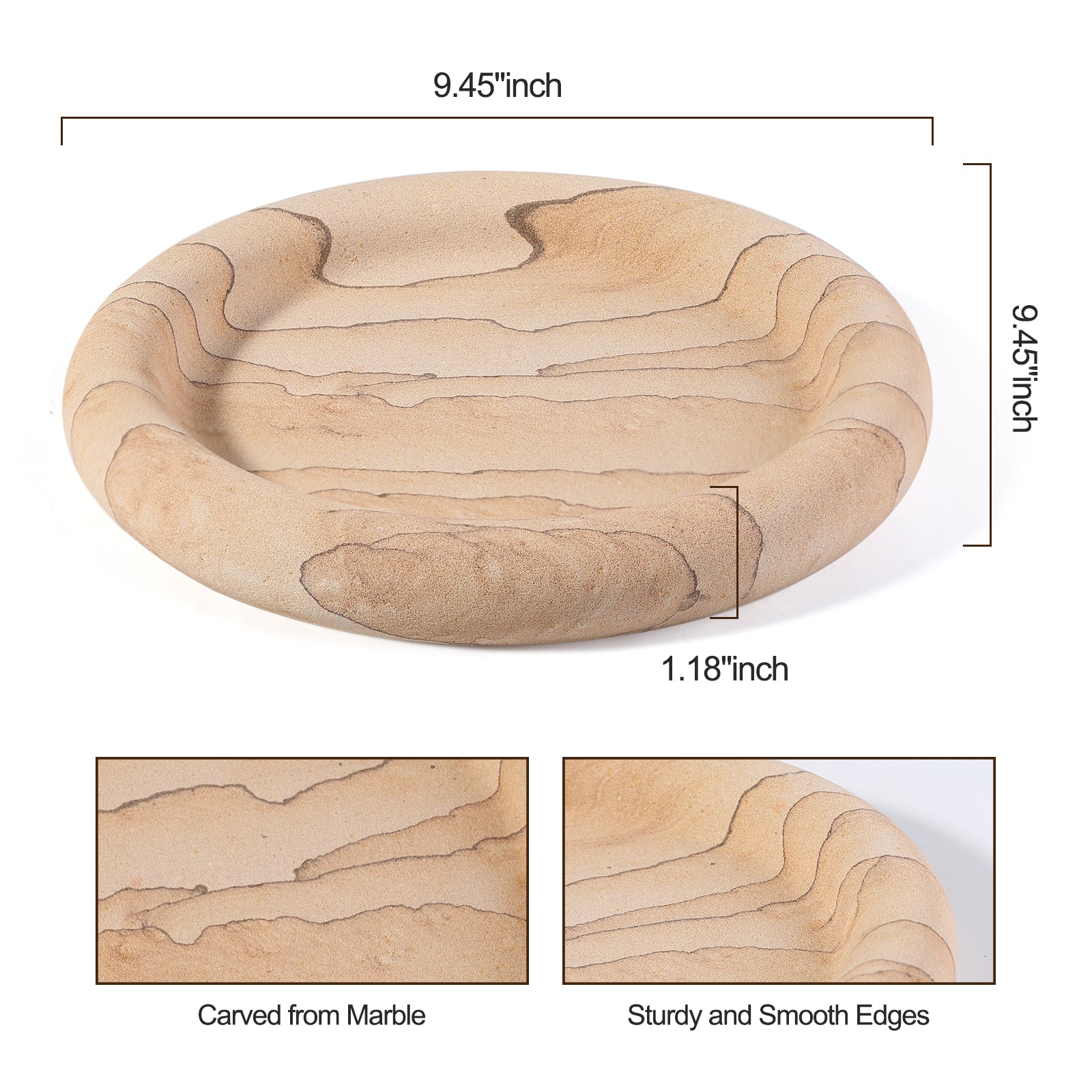 Koville chess piece edge tray for tabletop storage in Vein Sandstone natural stone