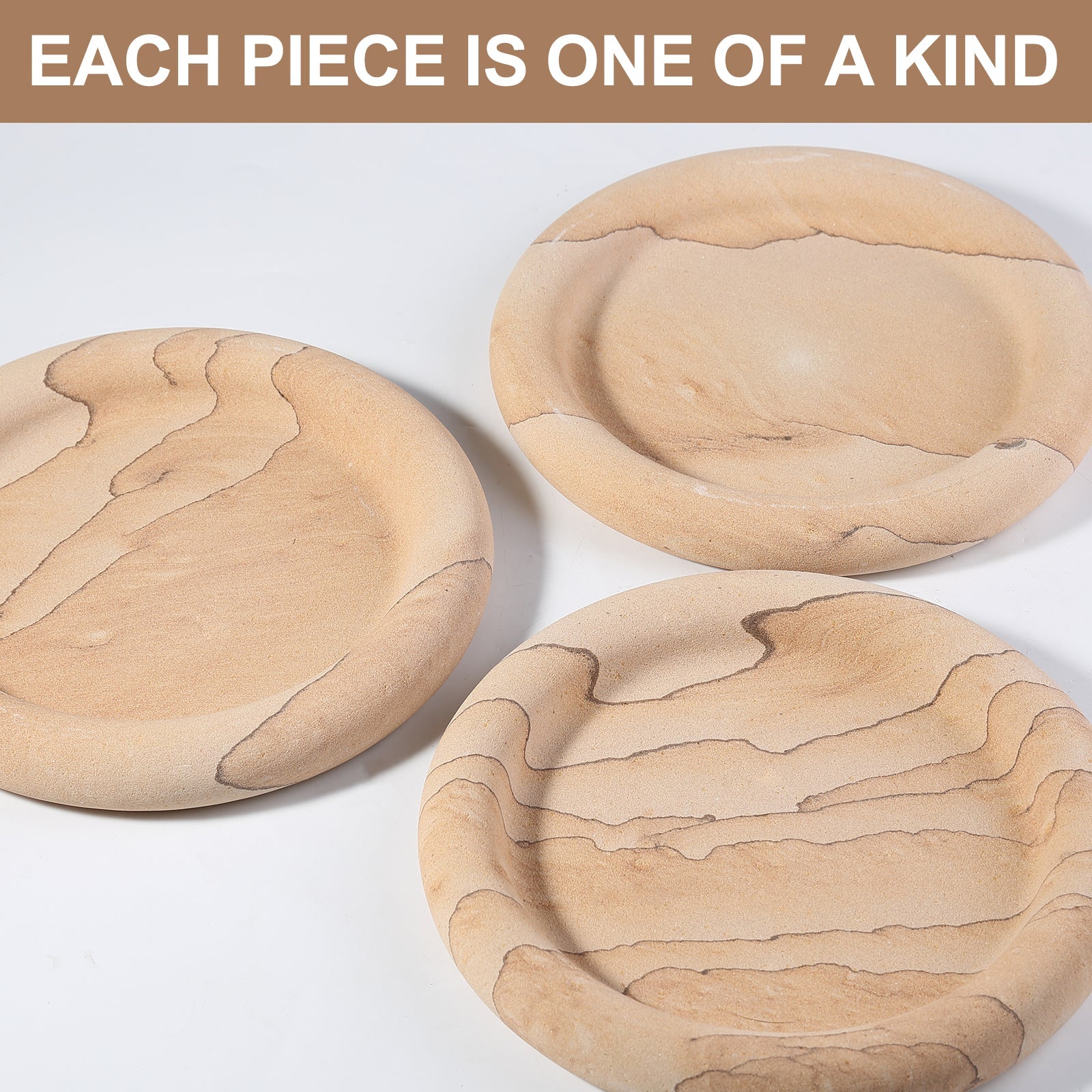 Koville chess piece edge tray for tabletop storage in Vein Sandstone natural stone
