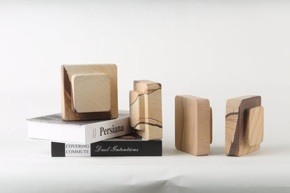 Koville Natural Stone Square Bookend Set for Modern Shelves in Vein Sandstone - material detail
