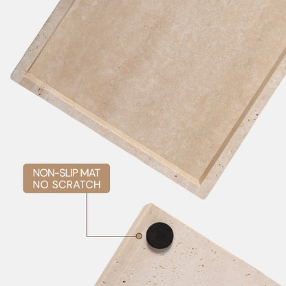 Koville Natural Stone Adhesive Edge Square Trays in Travertine, product view 25