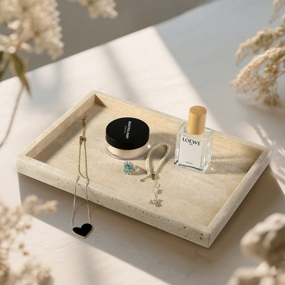 Koville Natural Stone Adhesive Edge Square Trays in Travertine, product view 28