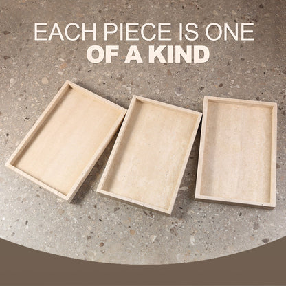 Koville Natural Stone Adhesive Edge Square Trays in Travertine, product view 31