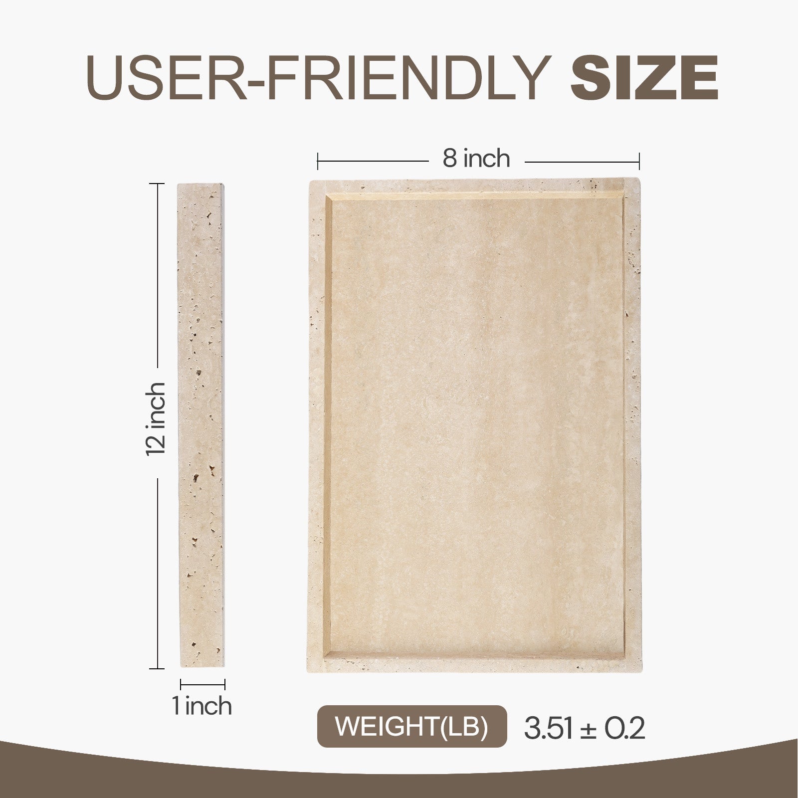 Koville Natural Stone Adhesive Edge Square Trays in Travertine, product view 32